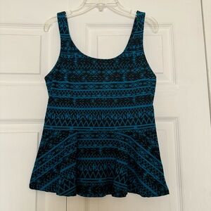 Express Blue and Black Peplum Tank Size S